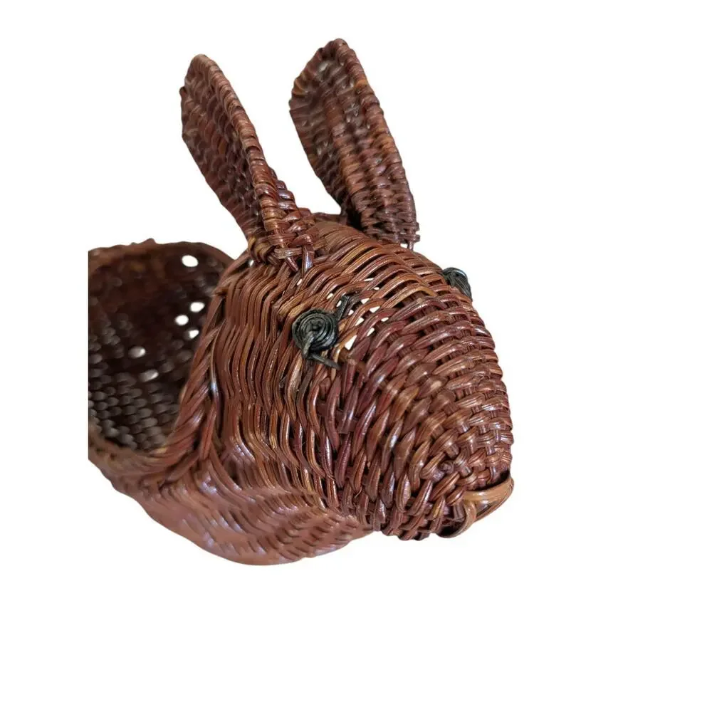 Vintage Avon Wicker Menagerie Rabbit Basket 1986 Brown Cottagecore Farm Holiday
